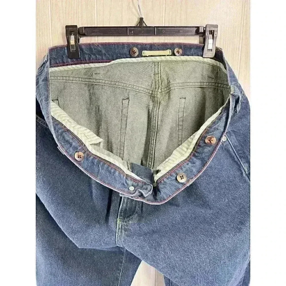 LL Bean Jeans Mens 42x29 Standard Fit Straight Medium Denim Suspender Buttons - Picture 4 of 8